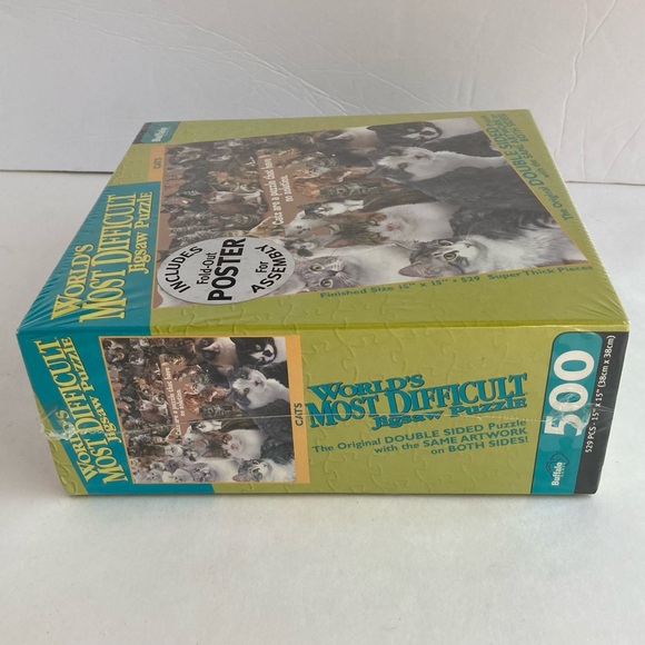 Buffalo Games World’s Most Difficult Jigsaw Puzzle Cats 500pc Doublesided - Picture 5 of 7